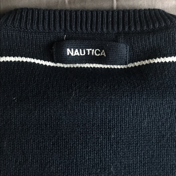 Nautica Dark Navy Blue and White Crewneck Sweater - Picture 5 of 8